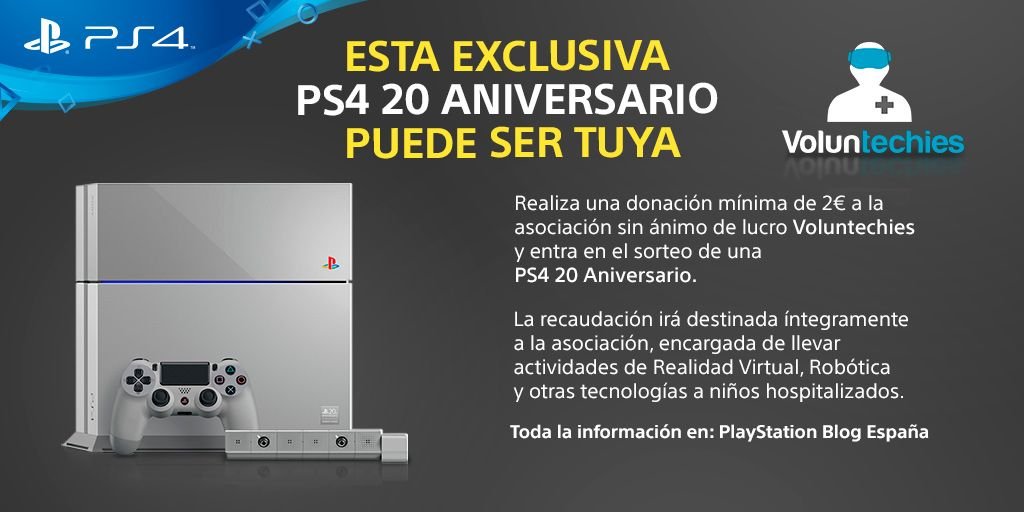 PlayStation España está llevando a cabo un sorteo solidario con una PlayStation 4 edición 20 Aniversario como premio