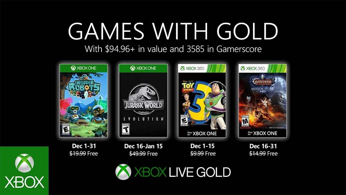 Anunciados los Games with Gold de diciembre