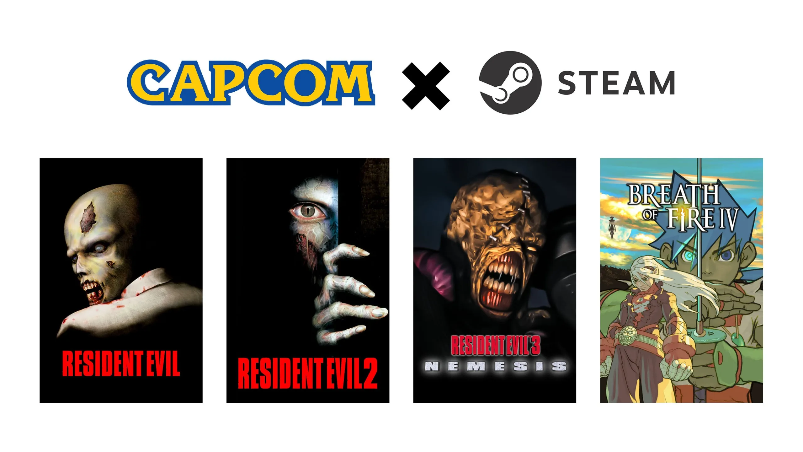 Capcom lanza Resident Evil, Resident Evil 2, Resident Evil 3 Nemesis y Breath of Fire IV en Steam